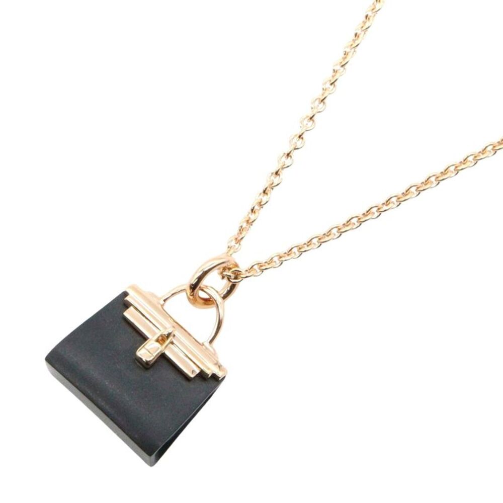 Hermes Amulet Black Jade Necklace K18PG